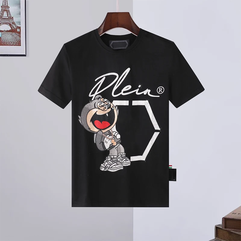 

2022ss short sleeve t-shirt men's PP creative cartoon villain signature diamond trend Italian fashion spring and summer