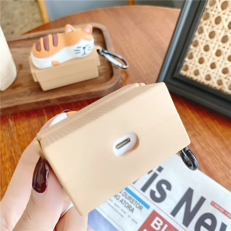 

Cute Carton Cat Case For Airpods 1 2 Pro Charging Box Soft Silicone Wireless Bluetooth Earphone Protective Cover Coke With Hook