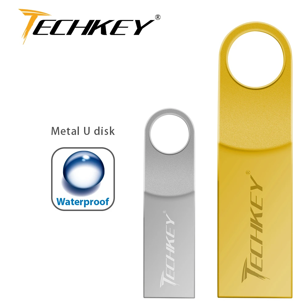 Usb флеш накопитель TECHKEY новый водонепроницаемый 64 ГБ 32 16 8 4 серебристая флешка u
