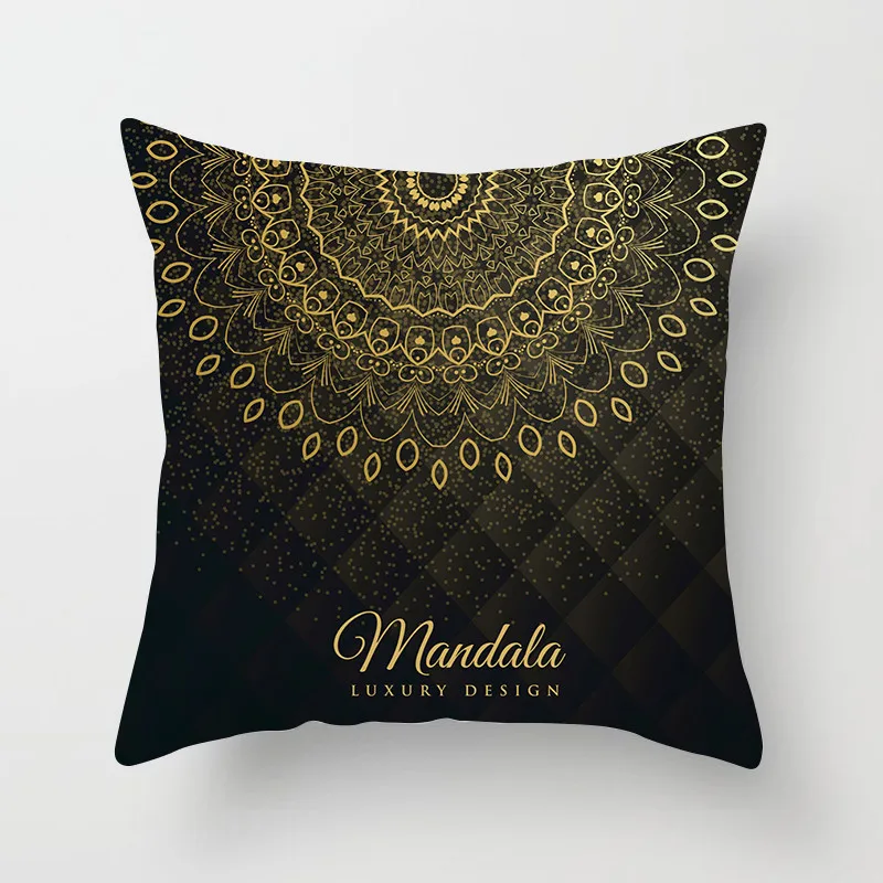 Чехол для подушки Fuwatacchi в Южноазиатском стиле мандала Золотой геометрический