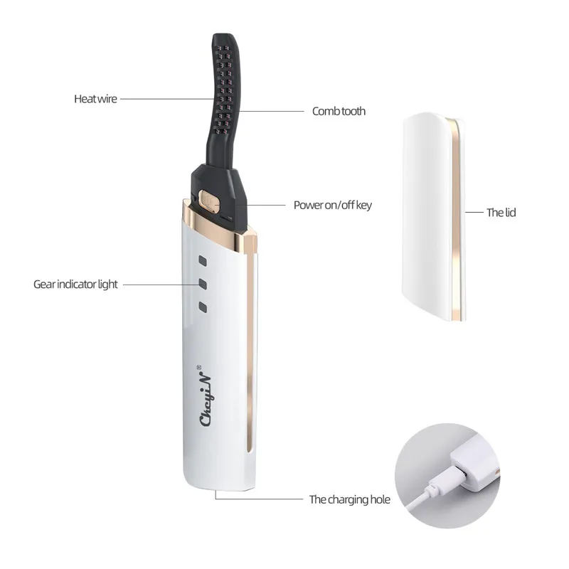 

Electric Heated Eyelash Curler USB Charge Makeup Curling Kit Long Lasting Natural Eye Lash Curler Beauty Tools New Lady Gift