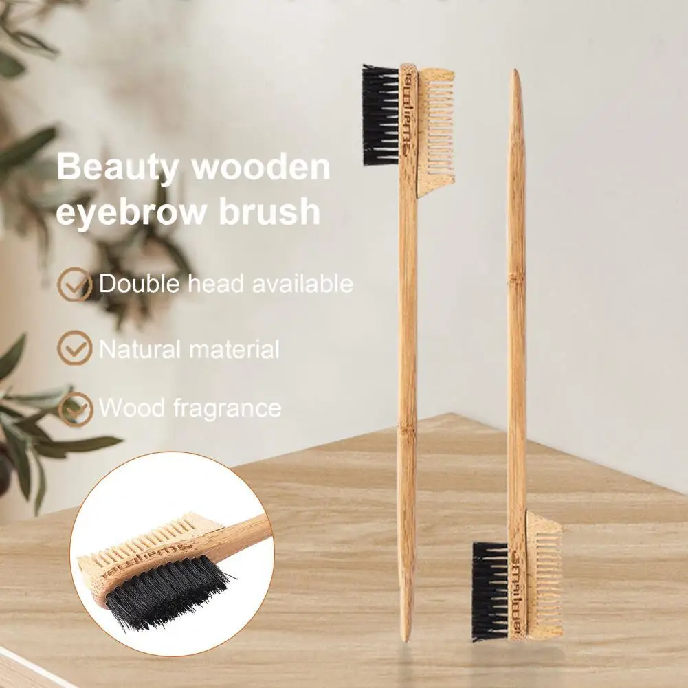 

Dual Edge Comb Wide Application Skin-Friendly Ergonomic Minimalistic Mini Bamboo and Wood Eyebrow Brush for Beauty