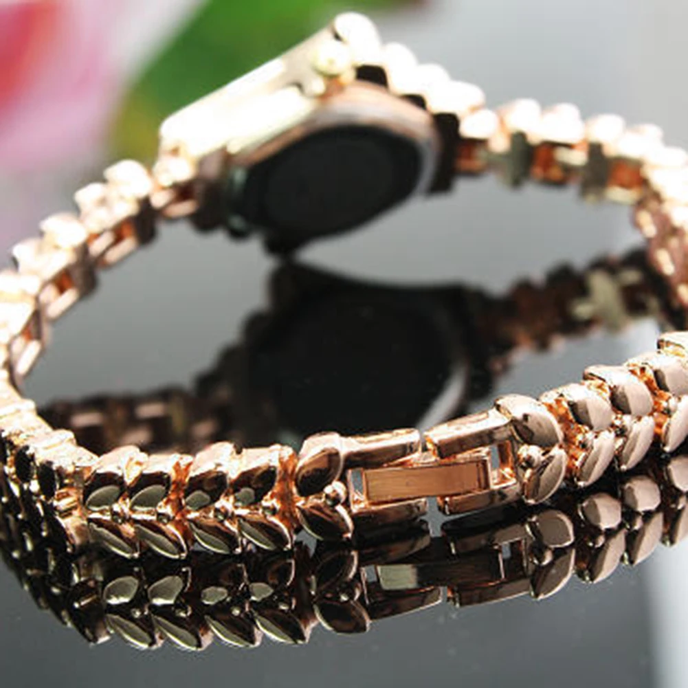 Браслет наручные часы стразы цветок сердце любовь стиль нержавеющая сталь