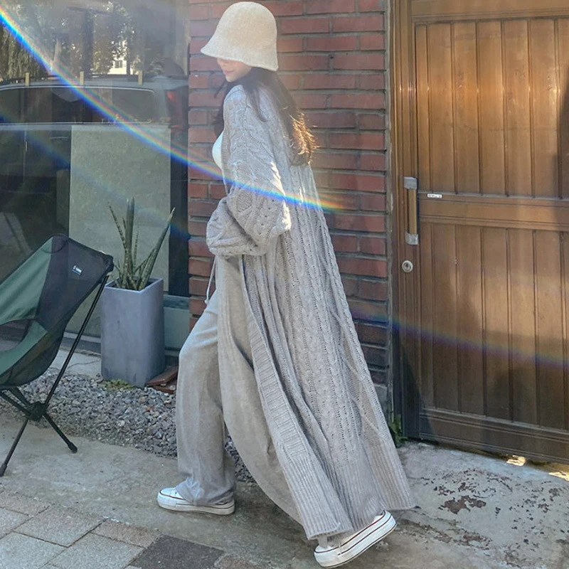 LANMREM 2023 Зимний новый свитер кардиган для женщин свободный с длинным рукавом