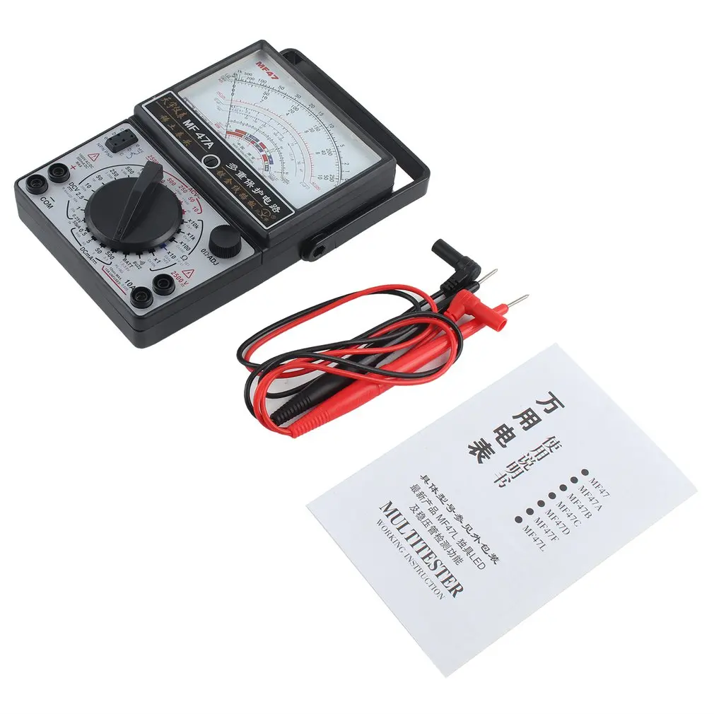 

MF-47A /C Analog Multimeter DC/AC Voltage Current Meter Battery Test Handheld hFE Tester Multitester Buzzer Alarm Pointer