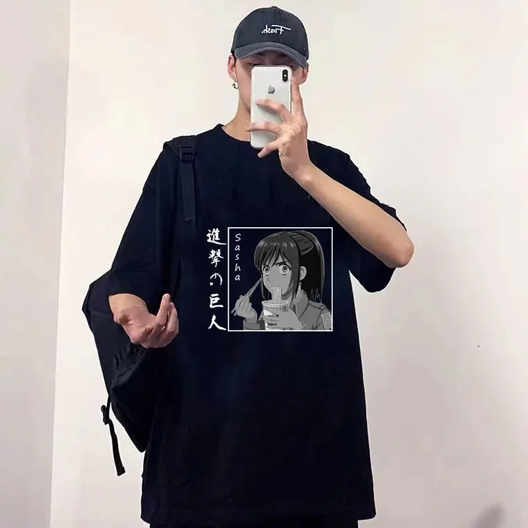 

Anime Attack on Titan Sasha Tshirt Men Women Funny Cute Street Tees Kawaii Harajuku T-shirt Short Sleeve EU Size T Shirts Tops