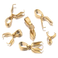 10pcslot gold stainless steel pinch clip bail clasps bead pendant connector findings for diy necklace jewelry making supplies