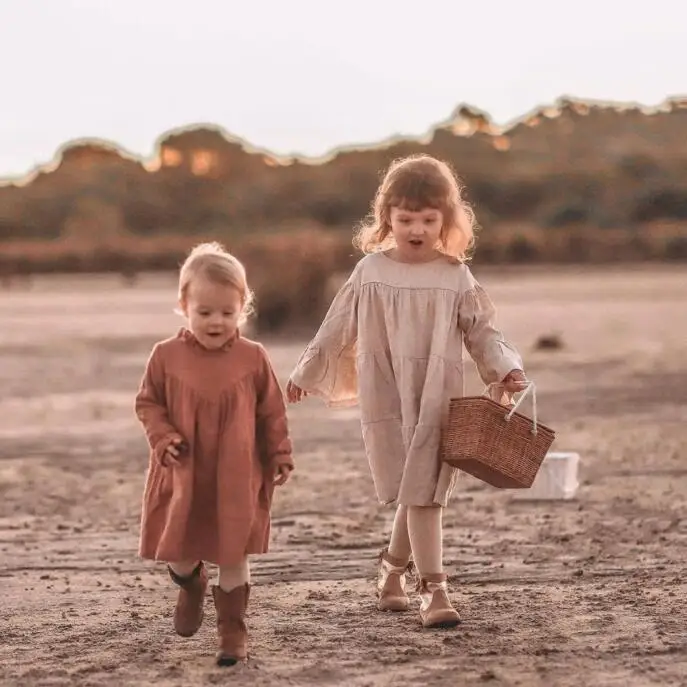 Новое платье с v-образным вырезом для маленьких девочек винтажное в корейском и