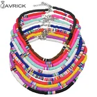 Чокер в богемном стиле для женщин и девушек, регулируемое ожерелье из разноцветной полимерной глины в стиле бохо, радуга, пляжная мода