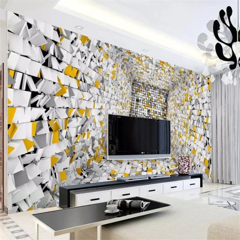 3DBEIBEHANG Custom wallpaper large upscale European modern 3D abstract three-dimensional box paper-cut wall decoration