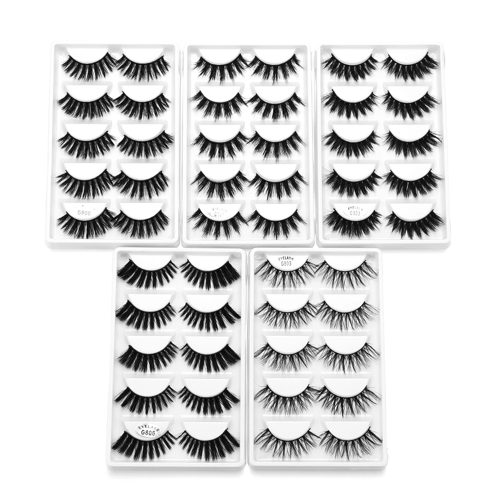 LEKGAVD 5 пар Wispies Fluffies драма ручная работа безжалостные ресницы 6D искусственные норковые волосы Накладные ресницы для наращивания Красота Макияж