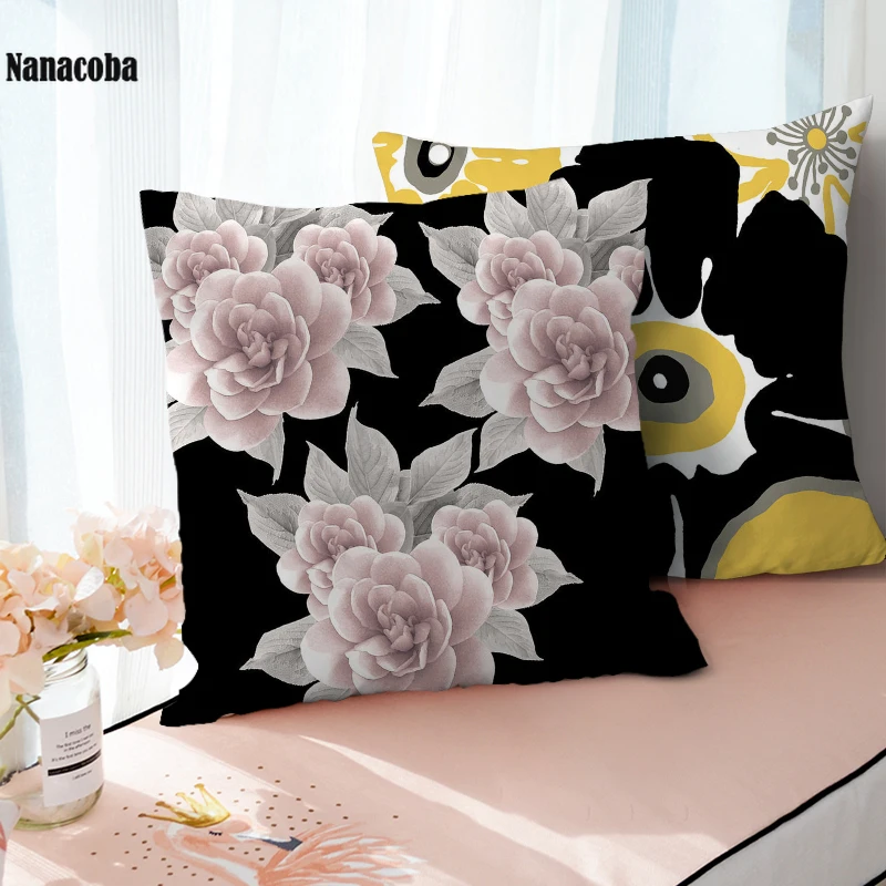 Наволочки с цветущими черными растениями наволочки для подушек чехол спальни