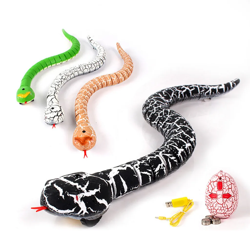 

16 inches Realistic Rechargeable Remote Control RC Snake Toy with Egg-Shaped Infrared Controller,Terrifying Mischief Toys #2021