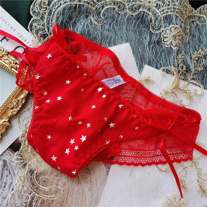 

Fashion Women Girl Star Pattern Lace Underwear Panties Hollow Out Seamless Briefs Female Lingerie