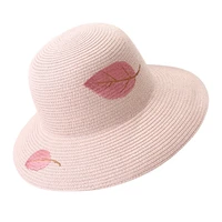 2021 fashionable lady summer embroidered leaf straw hat beach sun protection beach hat foldable wide brim bucket hat
