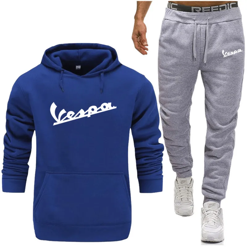 

2021 New Vespa Men's Hoodie Set Fashion Fall Winter Casual Street Sportswear Track and Field Suit Asian Size S 3XL