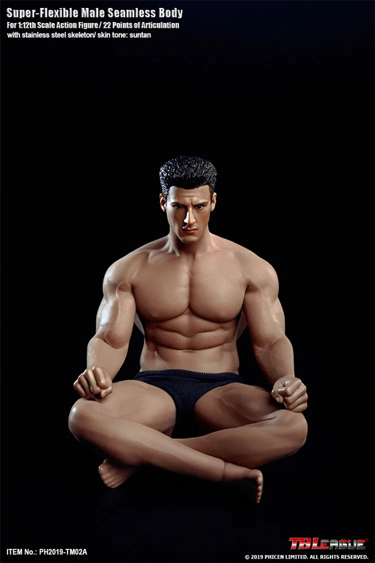 TBLeague 1/12 Super-Flexible Male Seamless Body Action Figure with Head Sculpt TM01A /TM02A Fitness Suntan Skin Soldier Figures | Игрушки и