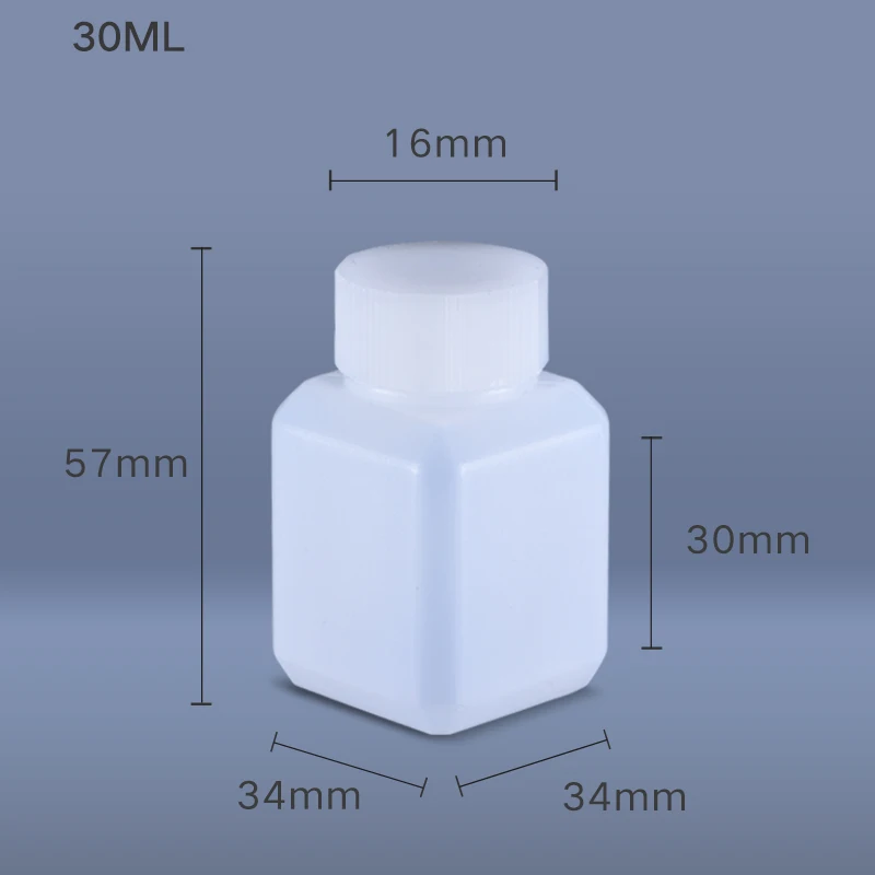 Пустая пластиковая бутылка 30 мл квадратная форма материал HDPE многоразовый