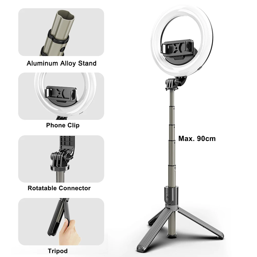 

6 Inch Mini Smartphone Selfie Ring Light LED Beauty Light 3 Lighting Modes Dimmable with Tripod Selfie Stick Remote Shutter lamp