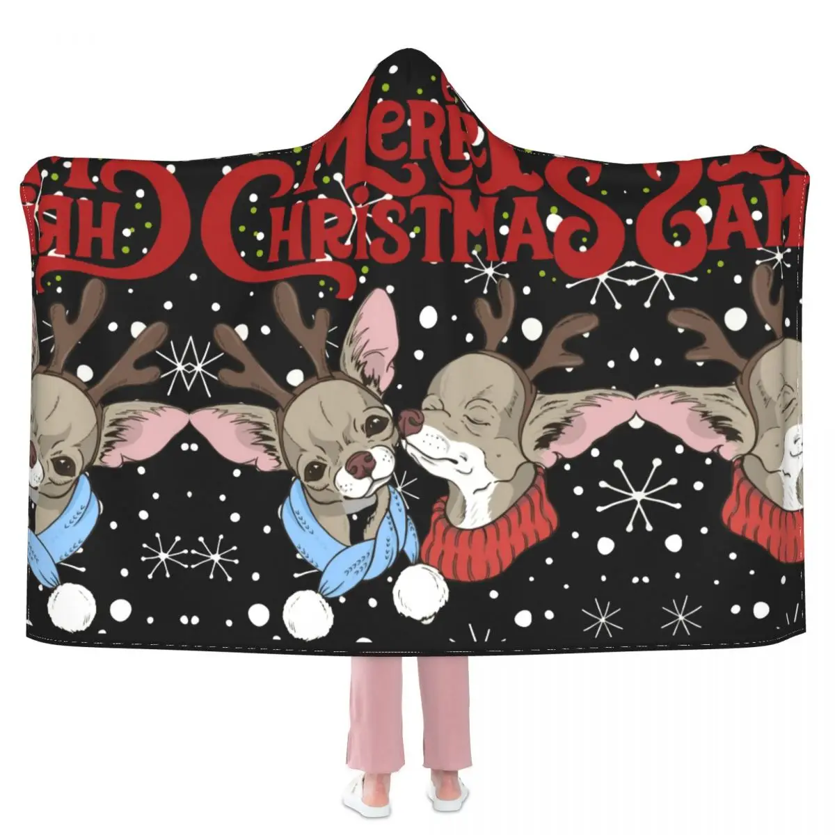 

Christmas Chihuahua Blanket Dog Love Super Soft Cheap Hooded Bedspread Big Fleece All Weather Blanket