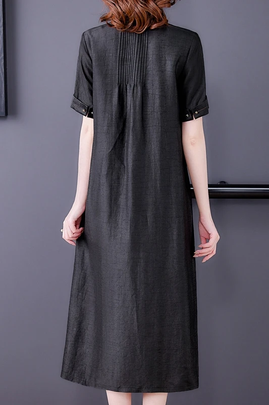 

COIGARSAM 4XL Plus Size Women dress New Summer Dresses Black 5512