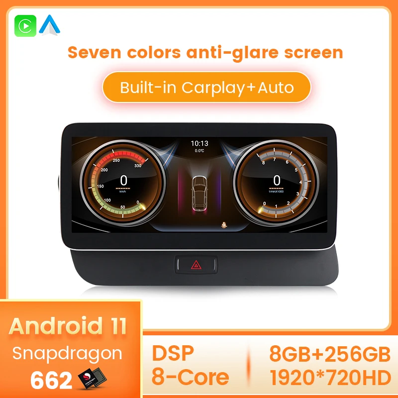 

Fellostar Android 11 8 + 256G Автомобильный радиоплеер для Audi Q5 2009-2017 правая рука драйвер 8 ядер Carplay монитор синий антибликовый DSP