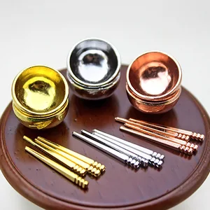 Миниатюрные аксессуары для кукольного домика 112, набор миниатюрных металлических мисок для еды, модель кухонной посуды, игрушки для декора кукольного домика