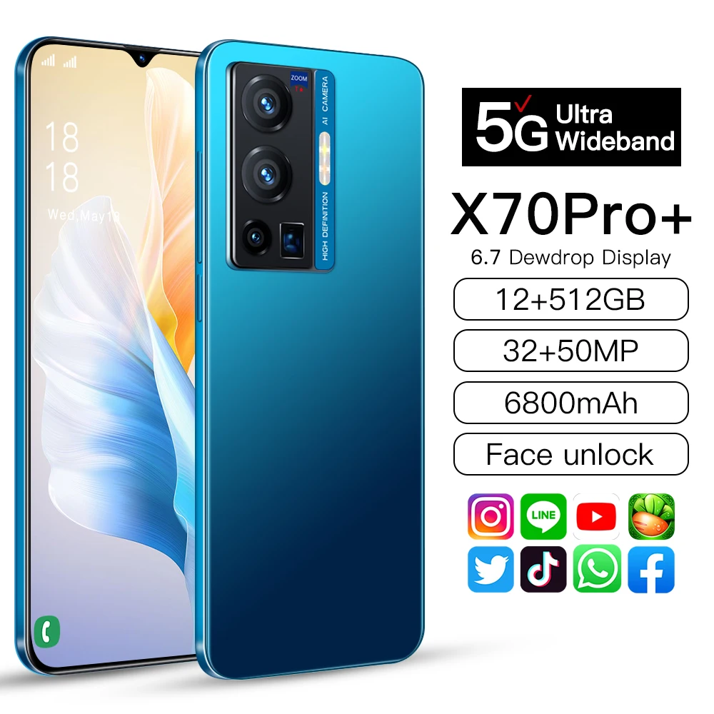 

Смартфон X70 Pro, 6,7 дюйма, 12 + 512 ГБ, Android 11, 6800 мАч, 32 + 50 Мп, HD-камера, 2021