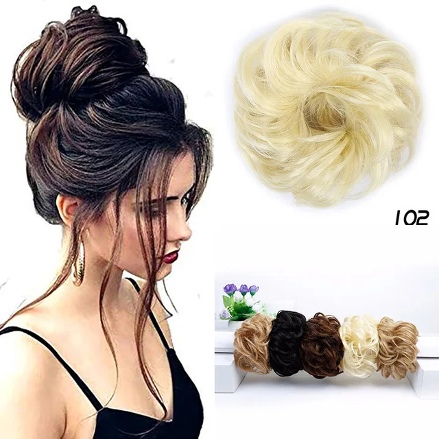 AOOSOO Ladies hair band with rubber band synthetic hair donut hair piece hairpin wrapped ponytail Hairwear - Цвет: 102