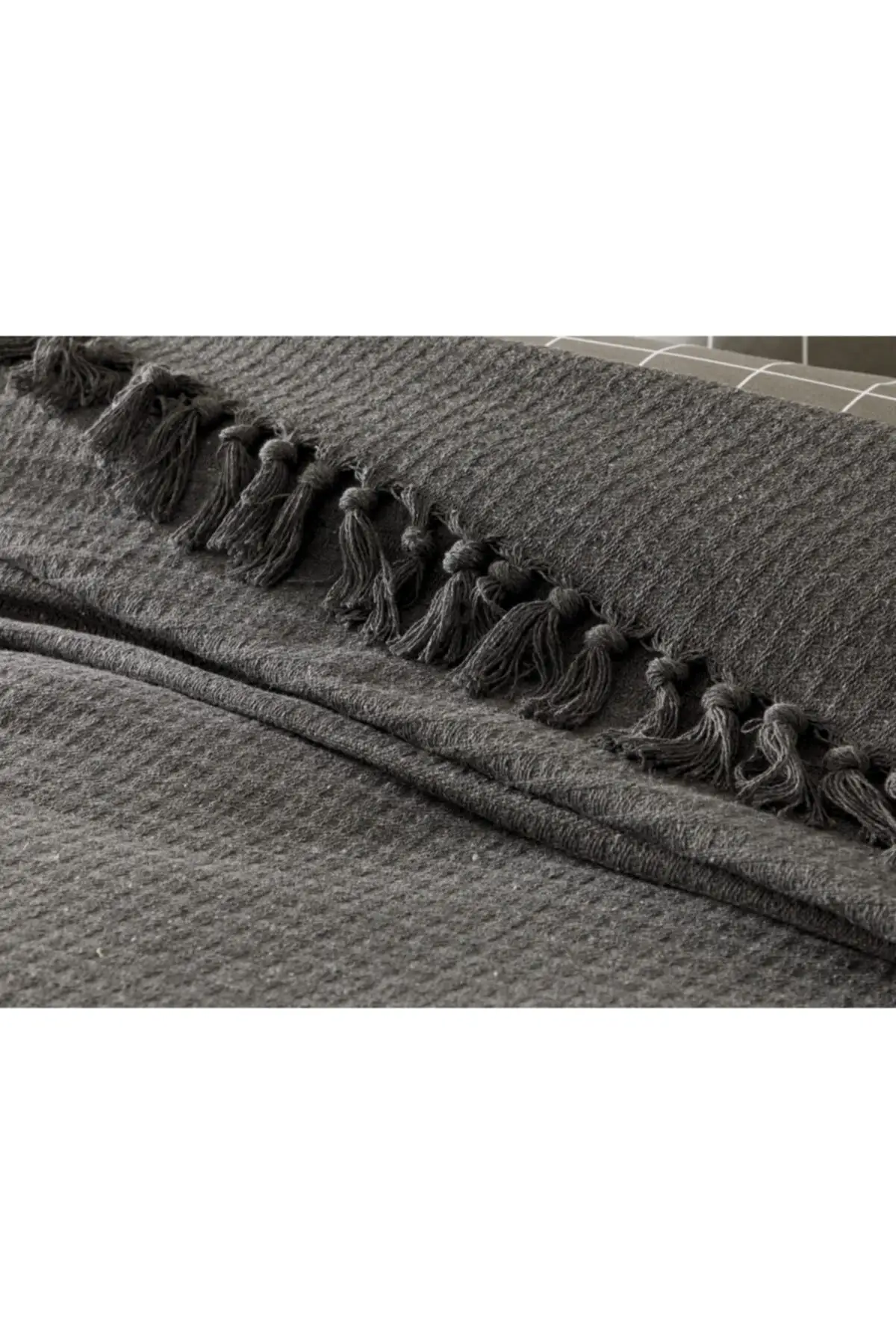 

Plaid Cotton Double Bed Cover 240x260 Cm Dark Gray