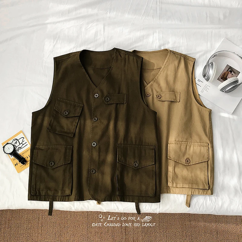 Жилетка мужская хлопковая с V образным вырезом модный однотонный Повседневный