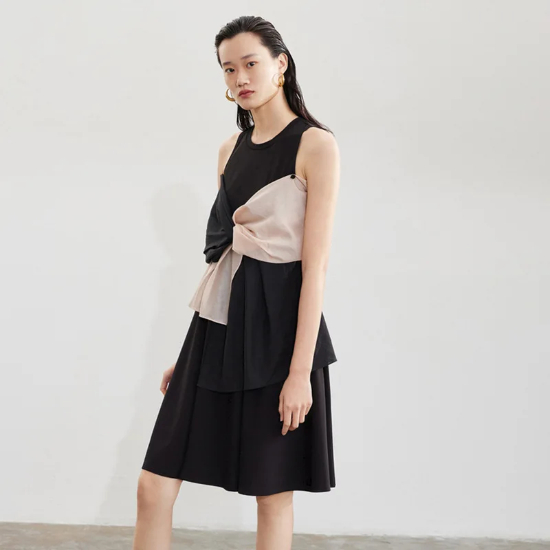 

Long Dress Female Patchwork Summer Dress Ladies Asymmetrical Sleeveless Casual Women's Dresses Summer Dresses Ladies 2021