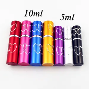 Флакон для духов 20 шт. 5 мл 10 мл стеклянный дорожный Алюминиевый распылитель пустая бутылочка с распылителем многоразовый парфюмерный флакон портативный металлический распылитель