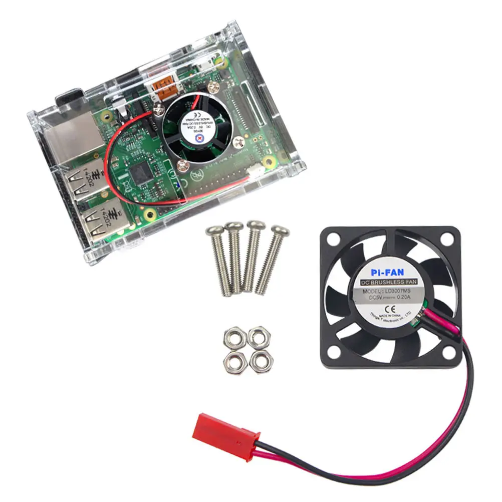 Охлаждающий вентилятор DC 5V 0.2A для Raspberry Pi Модель A+ B+/для Raspberry Pi 2 3 с винтами запчасти