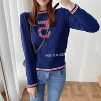 early spring new xiaoxiangfeng knitted pullover simple contrast red stripe 5 letter sweater