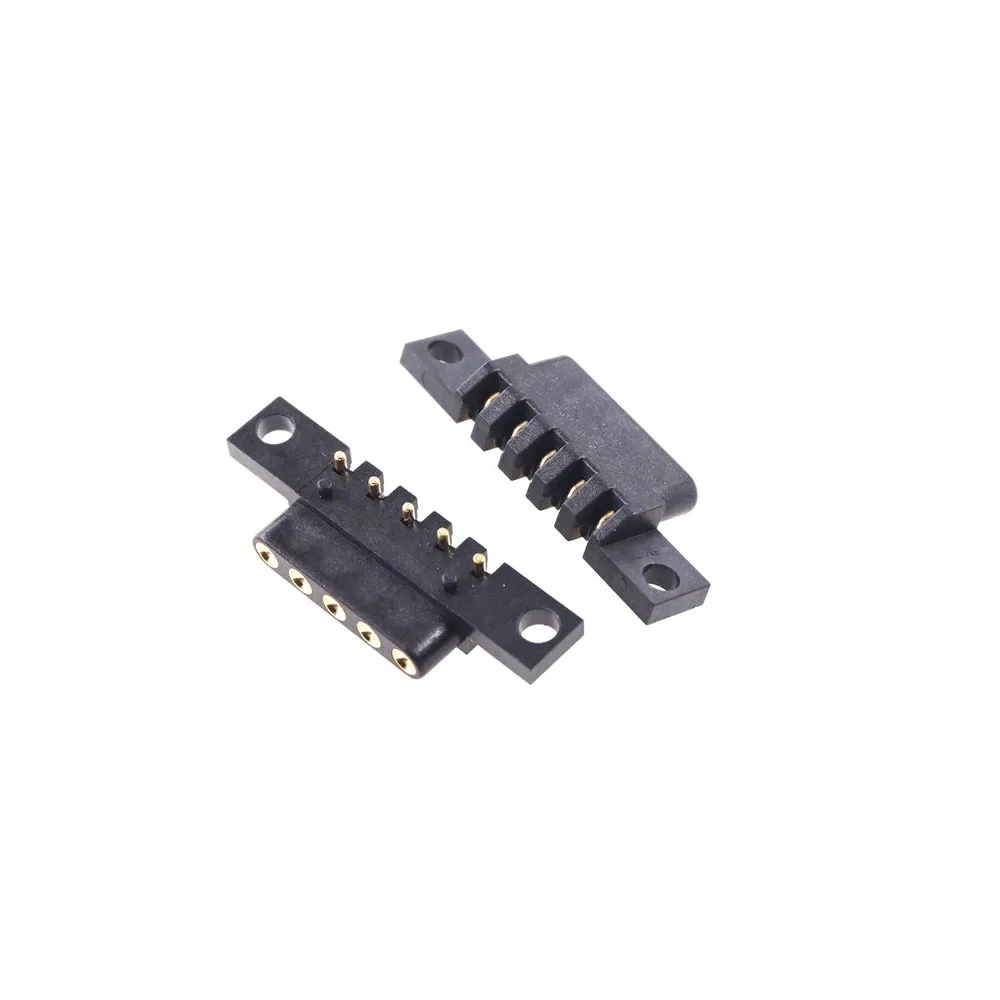 5 Pairs Pogo Pin Pole Spring Loaded Connector 2.54 mm Pitch Through Hole Flange Panel Mount Single Row Strip Female Male Probe |