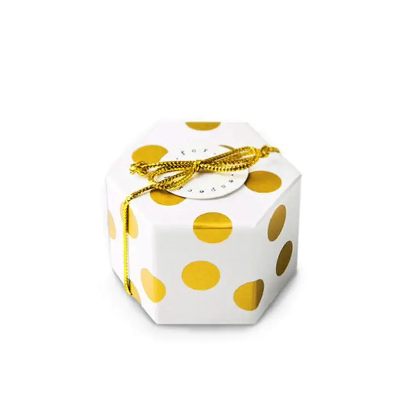 10 шт./лот мини коробка для бронзированных конфет в полоску/в горошек золотая