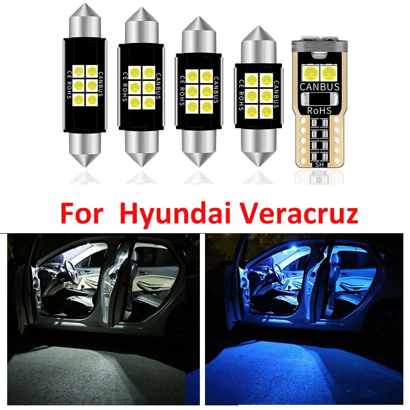 

10pcs White Bulbs Car LED Interior Ceiling Light Kit Fit For Hyundai Veracruz 2007-2010 2011 2012 Map Dome Trunk License Lamp