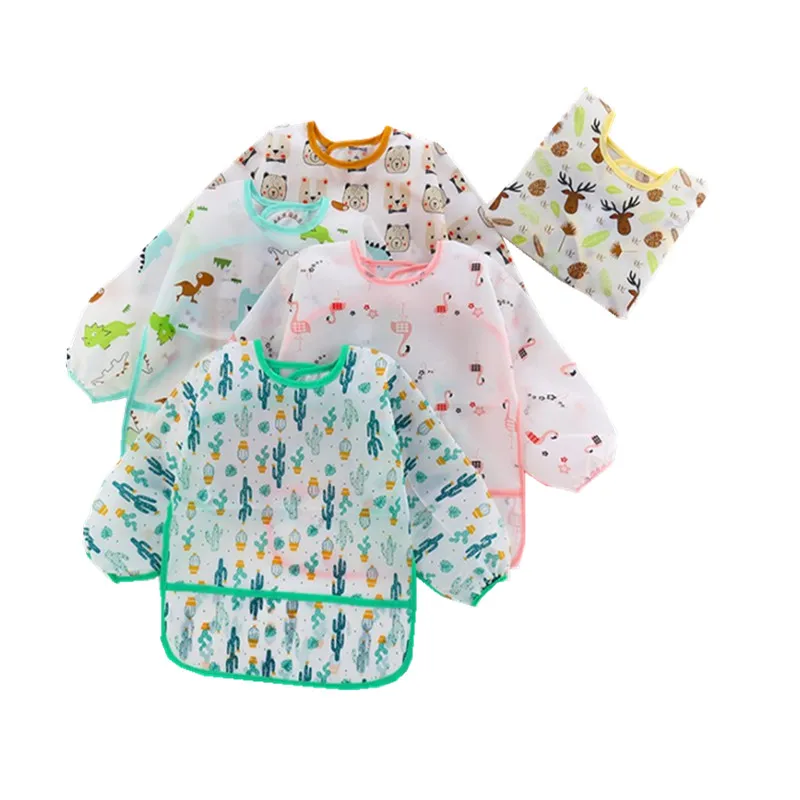 

Детские нагрудники с мультяшным рисунком, водонепроницаемый фартук с длинным рукавом для новорожденных, нагрудники для кормления младенце...