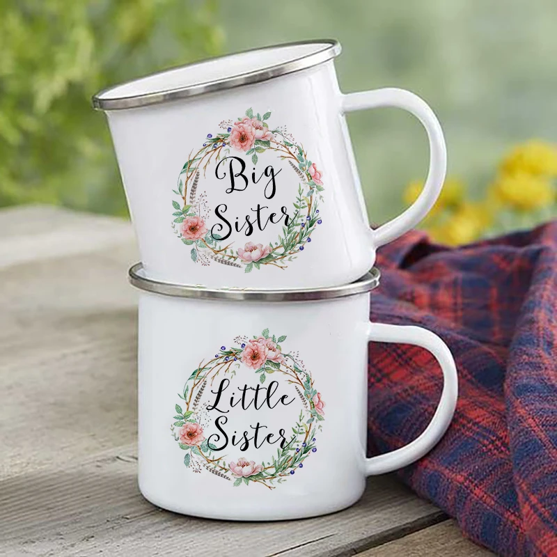 Hermano tazas hermano hermana tazas con asa esmalte taza regalo para hermana-0