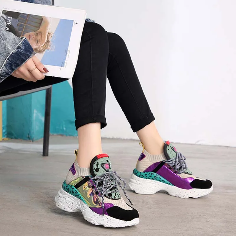 

Sneakers Women's vulcanized shoes Women 35-42 Platform White Shoes Casual Flats Breathable Soft Woman Chunky Shoes