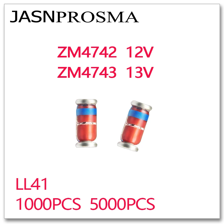 

JASNPROSMA 1000 шт. 5000 шт. ZM4742 ZM4743 12 В 13 в LL41 1 Вт ZM4742A ZM4743A 4742 4743 zener 1N4742 1N4743 IN4742 IN4743