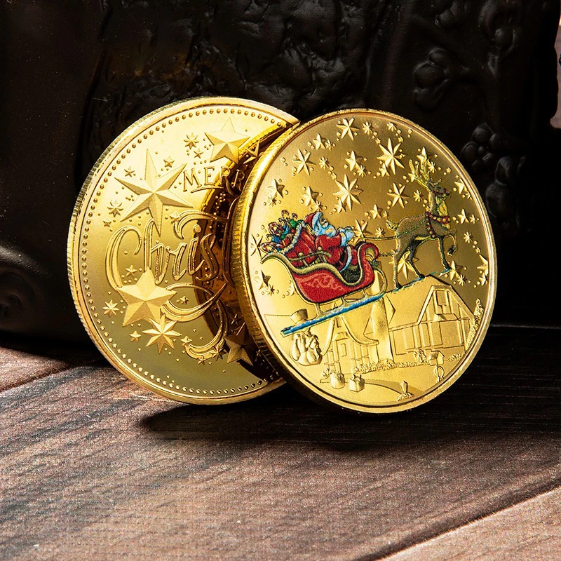 

Высококачественная Совершенно новая Рождественская памятная монета Санта Клауса Золотой Серебряный сувенир коллекционное искусство