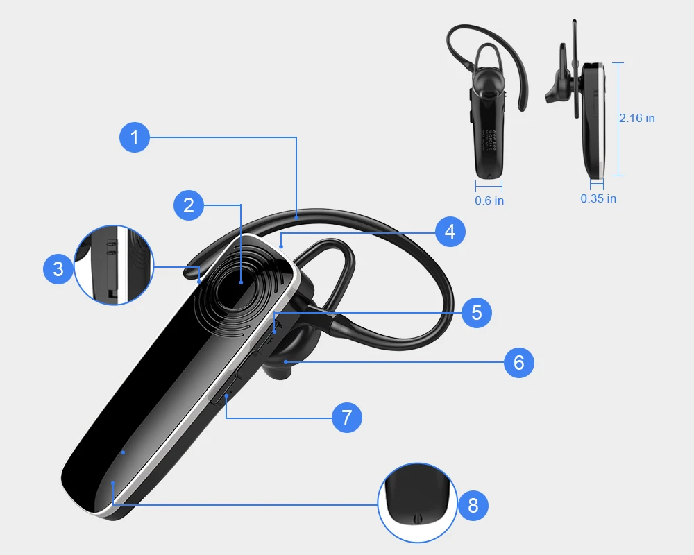Новинка, Bee, Bluetooth, 5,0, наушники, беспроводная гарнитура, свободные руки, наушники, гарнитура, стерео наушники с CVC6.0 микрофоном для iPhone, xiaomi