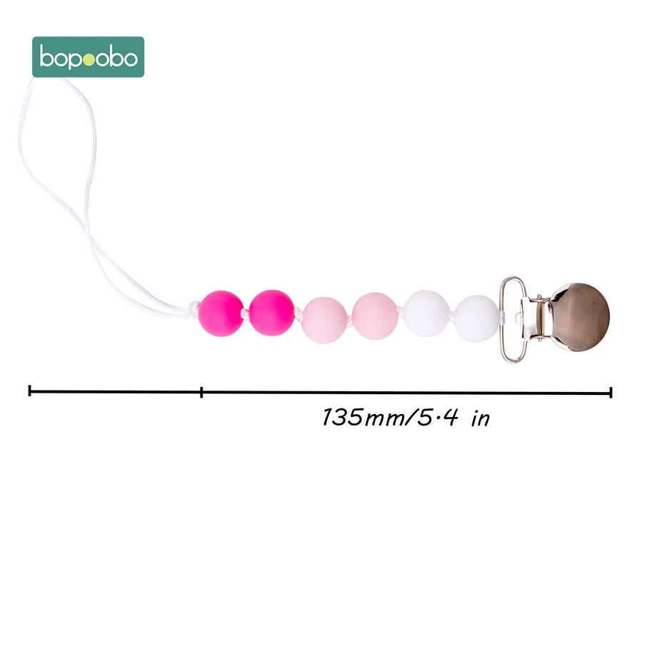 Bopoobo 1 шт., детский прорезыватель, соски, клипсы, подарок для ребенка, пищевые силиконовые грызуны, прорезыватель из бисера, BPA бесплатно, подарок для ребенка, игрушки, силиконовые бусины - Цвет: Pink Chain