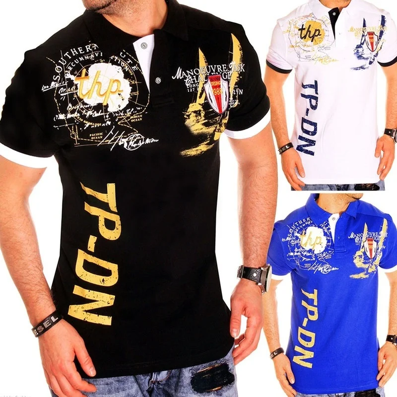 Zogaa Мужская рубашка поло с коротким рукавом уникальный дизайн приталенная