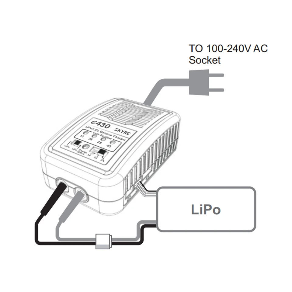 Зарядное устройство Skyrc e430 зарядное 30 Вт 1-3A 100-240 В AC для 2 S-4 S LiPo