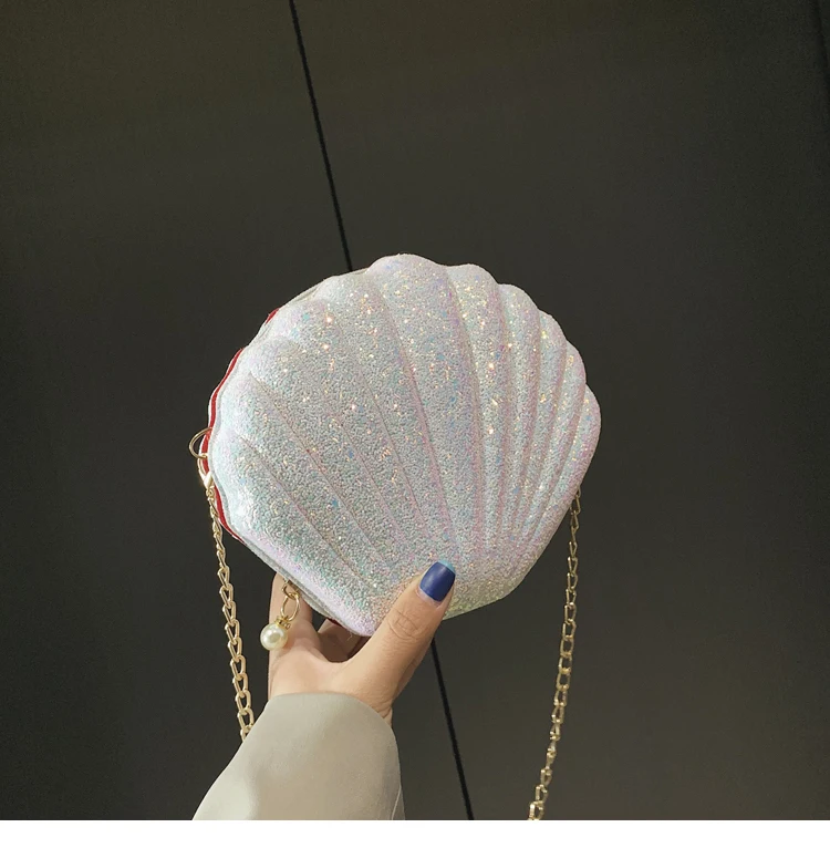 

Shoulder Bag 2020 Fashion Wild Girl Sequin Shell Bag Casual Chain Shoulder Messenger Bag Trend Shopping Messenger Bag
