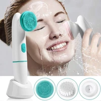 2 in 1 face cleansing brush for facial skin care electric face wash massage tool acne pore blackhead removal silicone cleaner