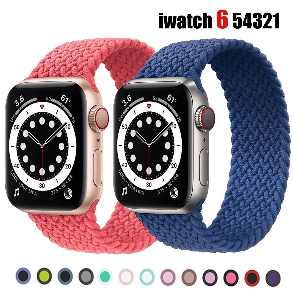 Ремешок нейлоновый для iwatch 38 мм 40 эластичный браслет умных часов Apple Watch 6 5 4 3 2 1 SE